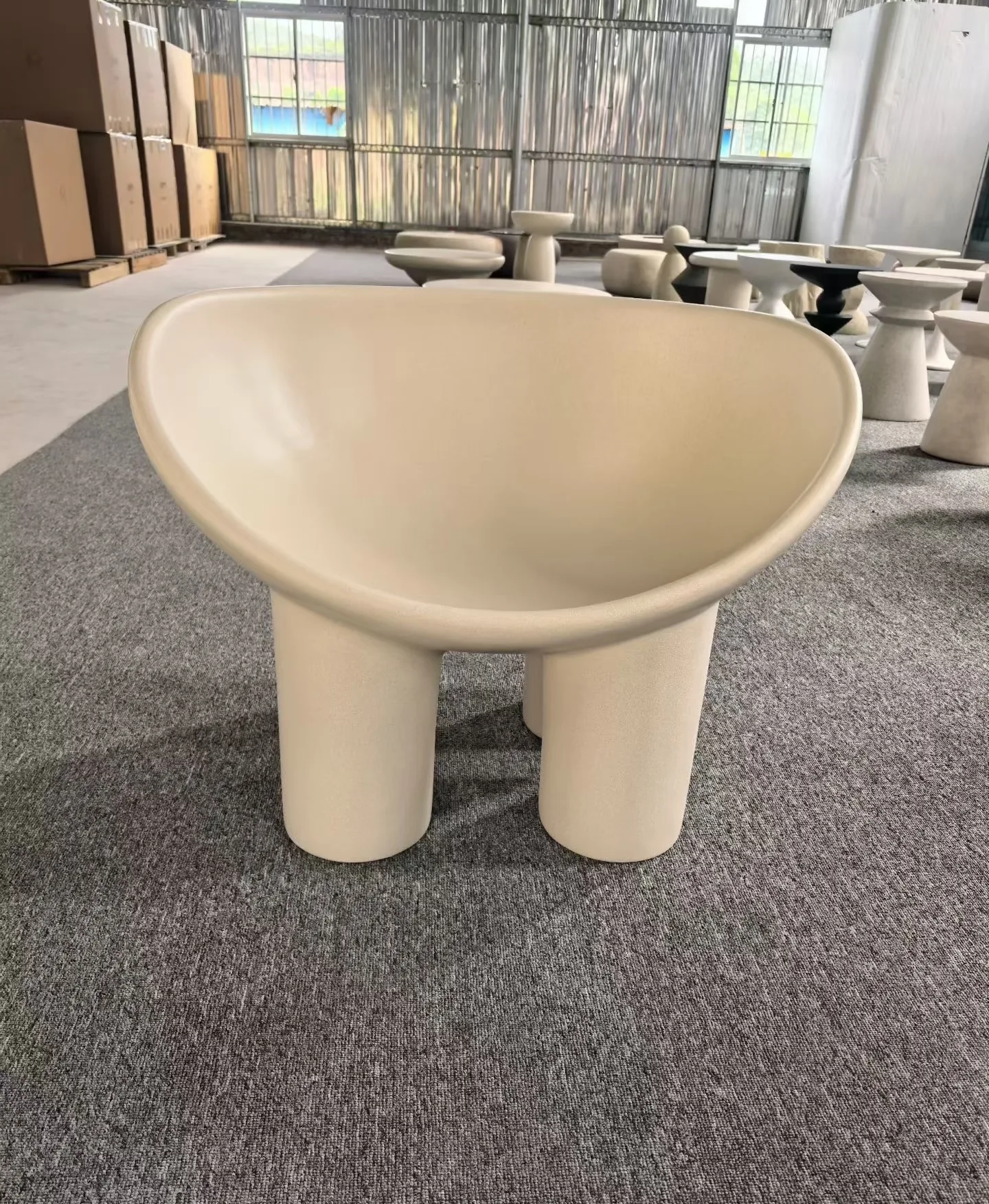 Modern Curved Fiberglass Seating | Whimsical Sculptural Stools for Boutiques & Homes — view 4