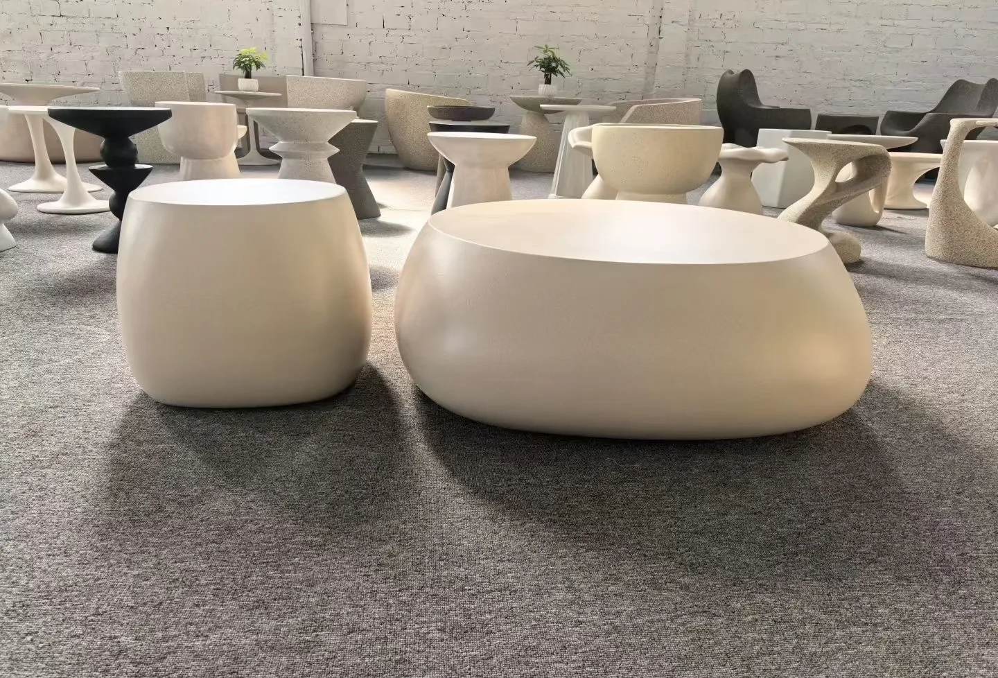 Modern Curved Fiberglass Seating | Whimsical Sculptural Stools for Boutiques & Homes — view 2