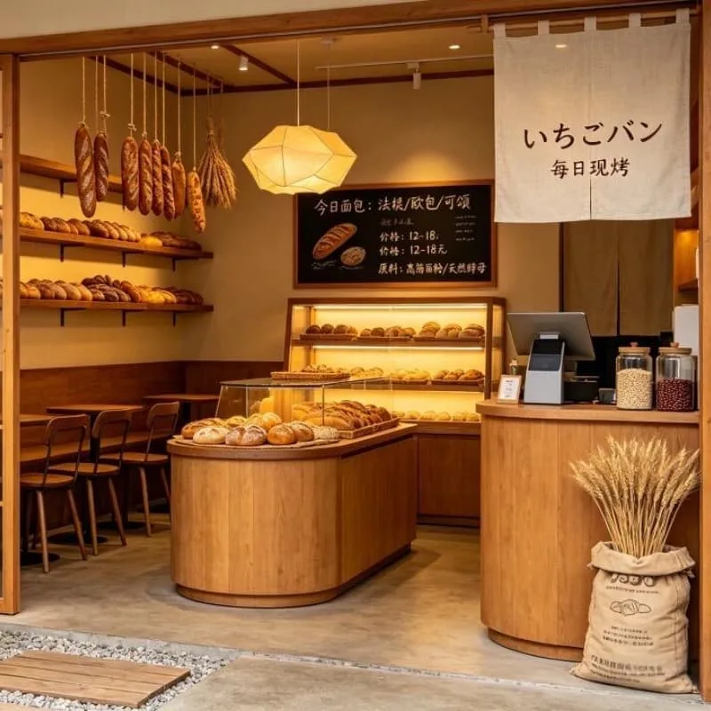 Modern Curved Wood Bakery Counter with Custom Glass Showcase — view 3