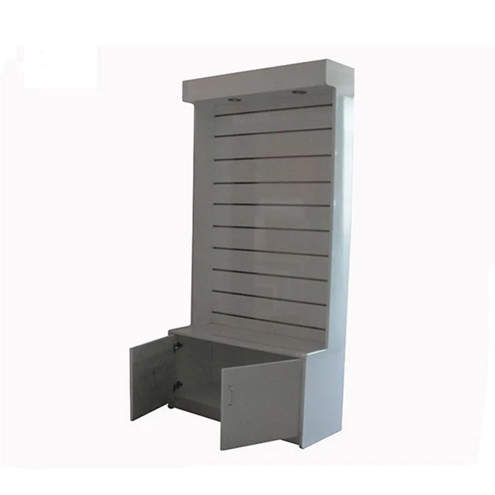Modern Custom MDF Free-Standing Slatwall Cabinet (with LED Lights) — view 3
