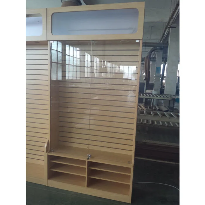 Modern Custom MDF Free-Standing Slatwall Cabinet (with LED Lights) — view 5