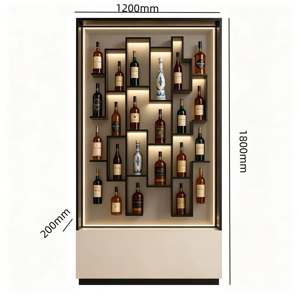 Modern Freestanding Liquor Display Cabinet for Wine Boutique — product detail 1