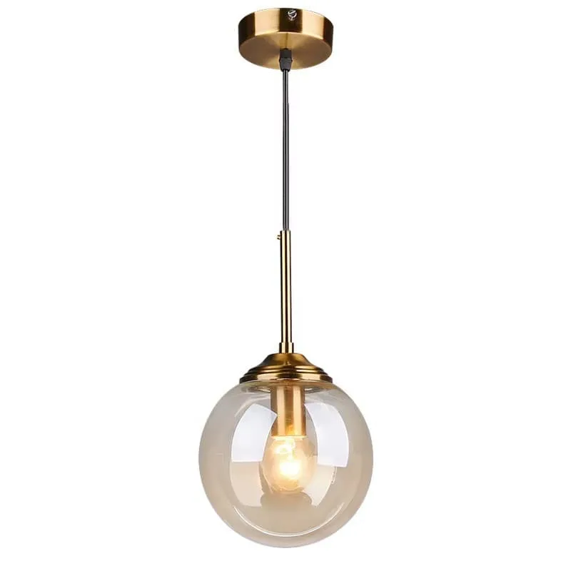 Modern Gold Glass Globe Pendant Light Brings Warm Elegant Ambience for Sale — view 3