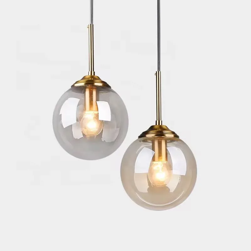 Modern Gold Glass Globe Pendant Light Brings Warm Elegant Ambience for Sale — view 4