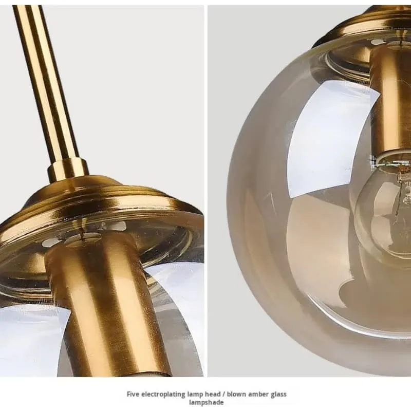 Modern Gold Glass Globe Pendant Light Brings Warm Elegant Ambience for Sale — view 5