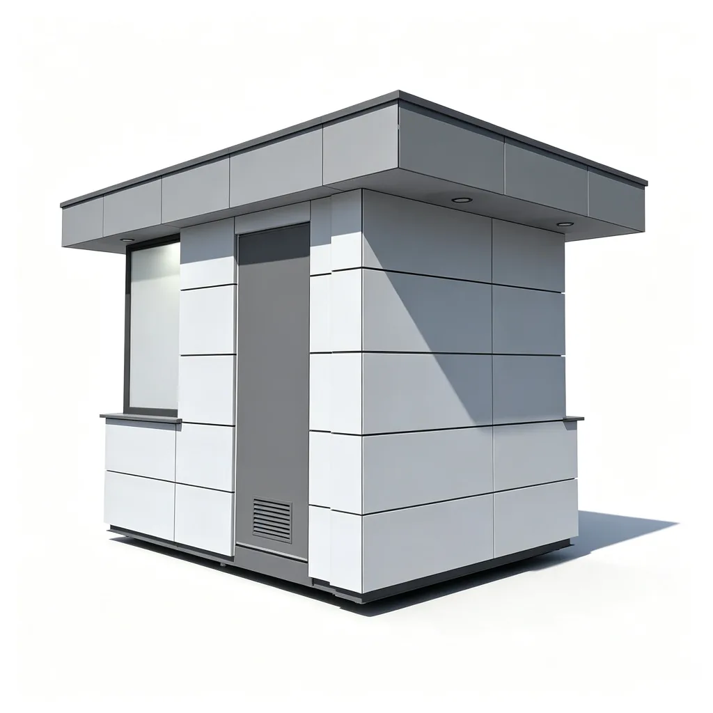 Modern Gray Panel Guard Booth Floor-to-Ceiling Glass Security Office — view 4