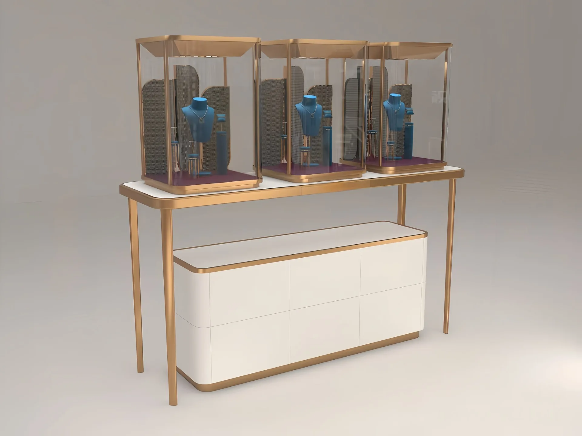 Modern Jewelry Store Display Counter Set Tempered Glass Watch Jade Display Stand — view 4