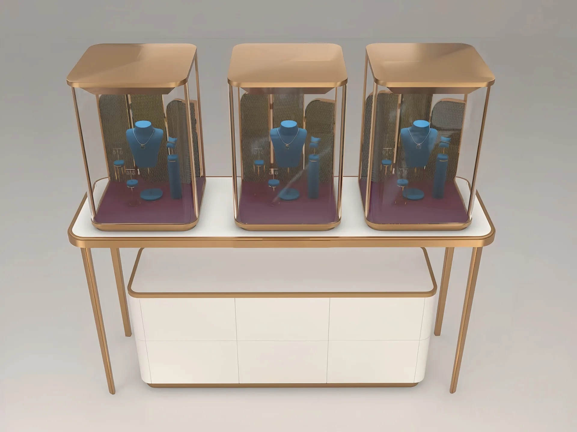 Modern Jewelry Store Display Counter Set Tempered Glass Watch Jade Display Stand — view 5