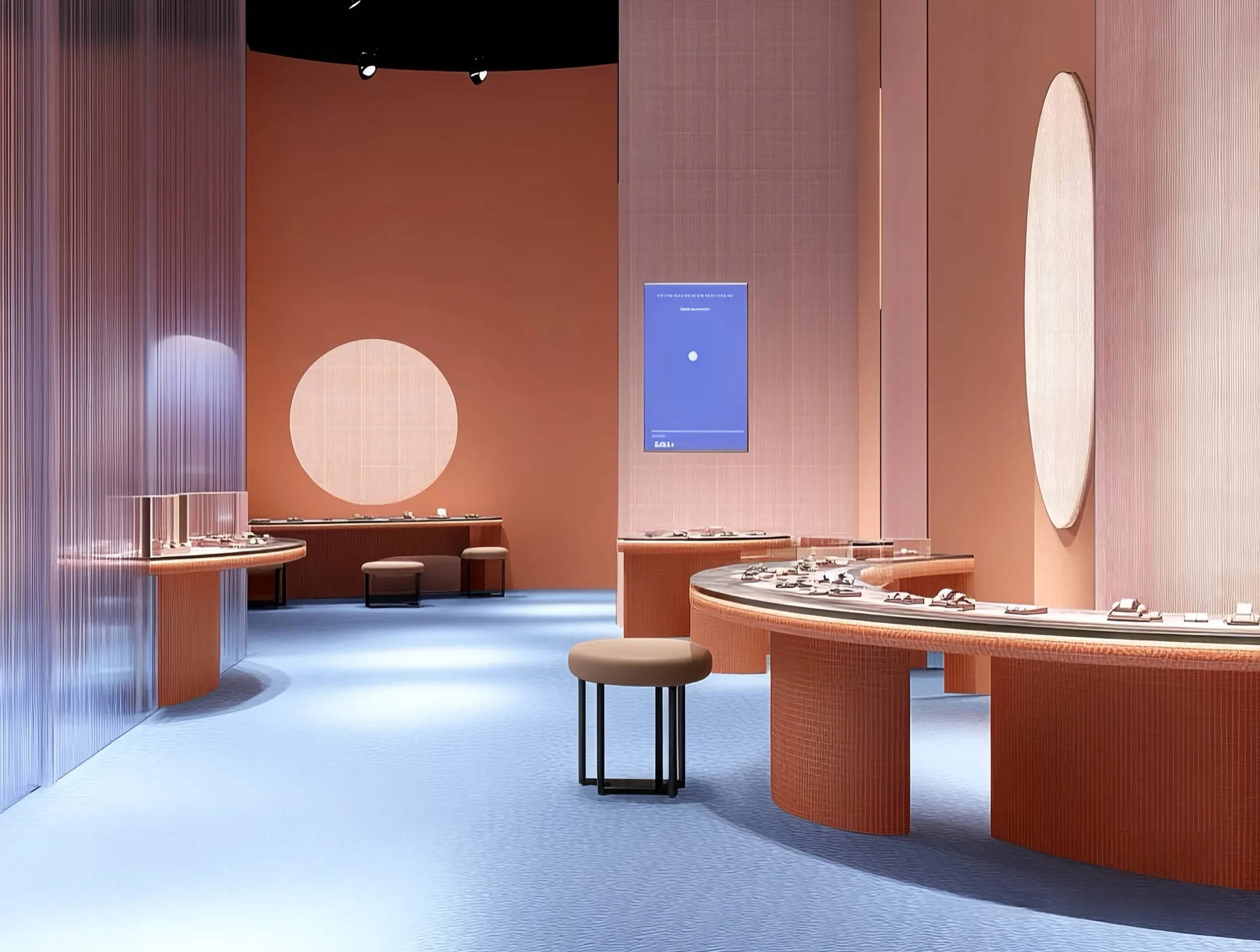 Modern Luxury Boutique Showcase System | Curved Glass Jewelry Display — view 6