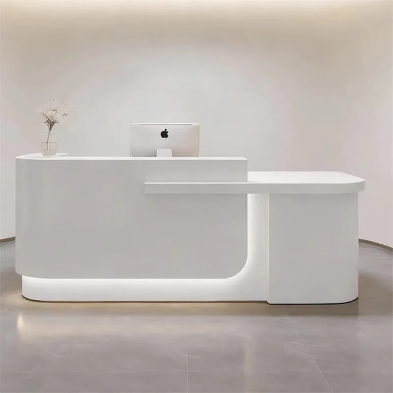 Modern Minimalist LED Reception Desk | Cashier Counter for Bubble Tea Shops and Beauty Salons — view 4