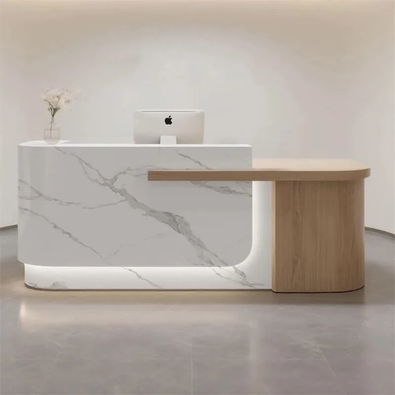 Modern Minimalist LED Reception Desk | Cashier Counter for Bubble Tea Shops and Beauty Salons — view 3