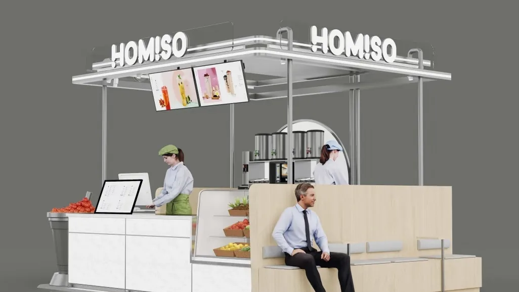 Modern Open-Concept Juice Kiosk Design for Malls — view 4