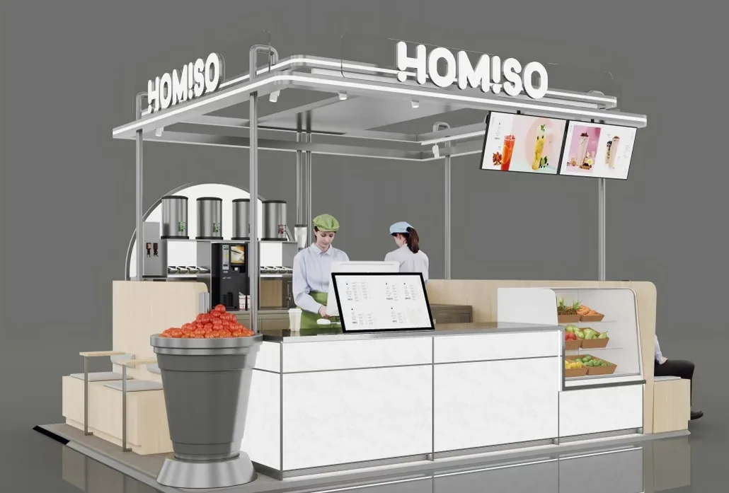 Modern Open-Concept Juice Kiosk Design for Malls — view 2