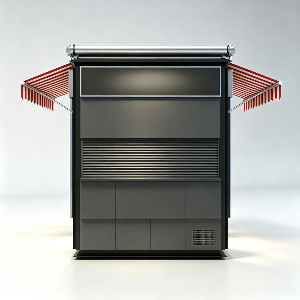 Modern Outdoor Flower Kiosk | 3m Retractable Canopy Retail Booth with Display Racks | Unique Design — view 4