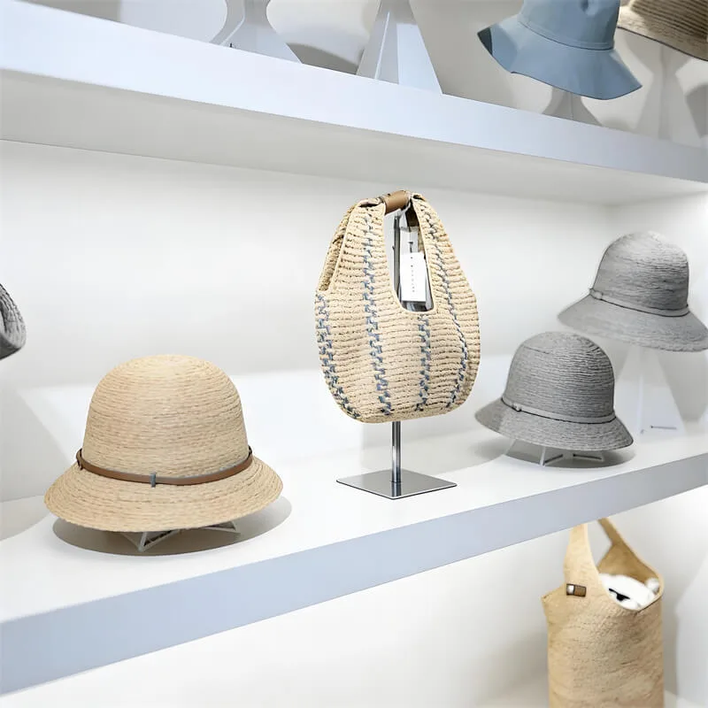 Modern Simple White Lacquered Hat Display Wall Cabinet | MDF Material LED Hat & Bag Display Cabinet (For Clothing & Accessory Stores) Design — view 4