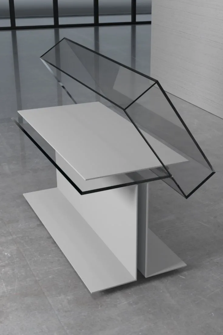 Modern Smoked Tempered Glass Display Table for Luxury Retail Boutique — view 2