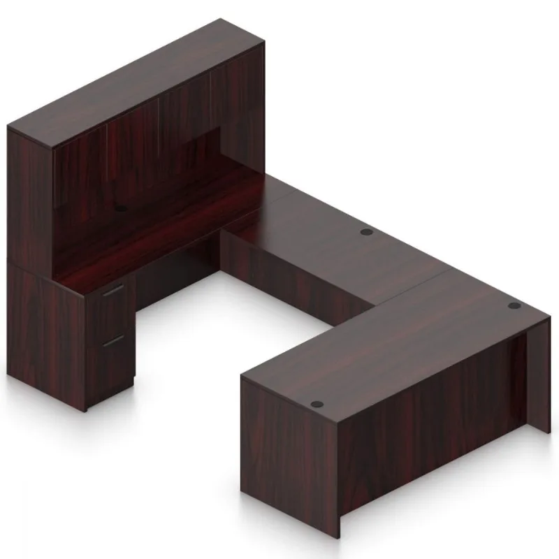 Modern U-shaped office reception desk Natural wooden front desk for sale — view 5