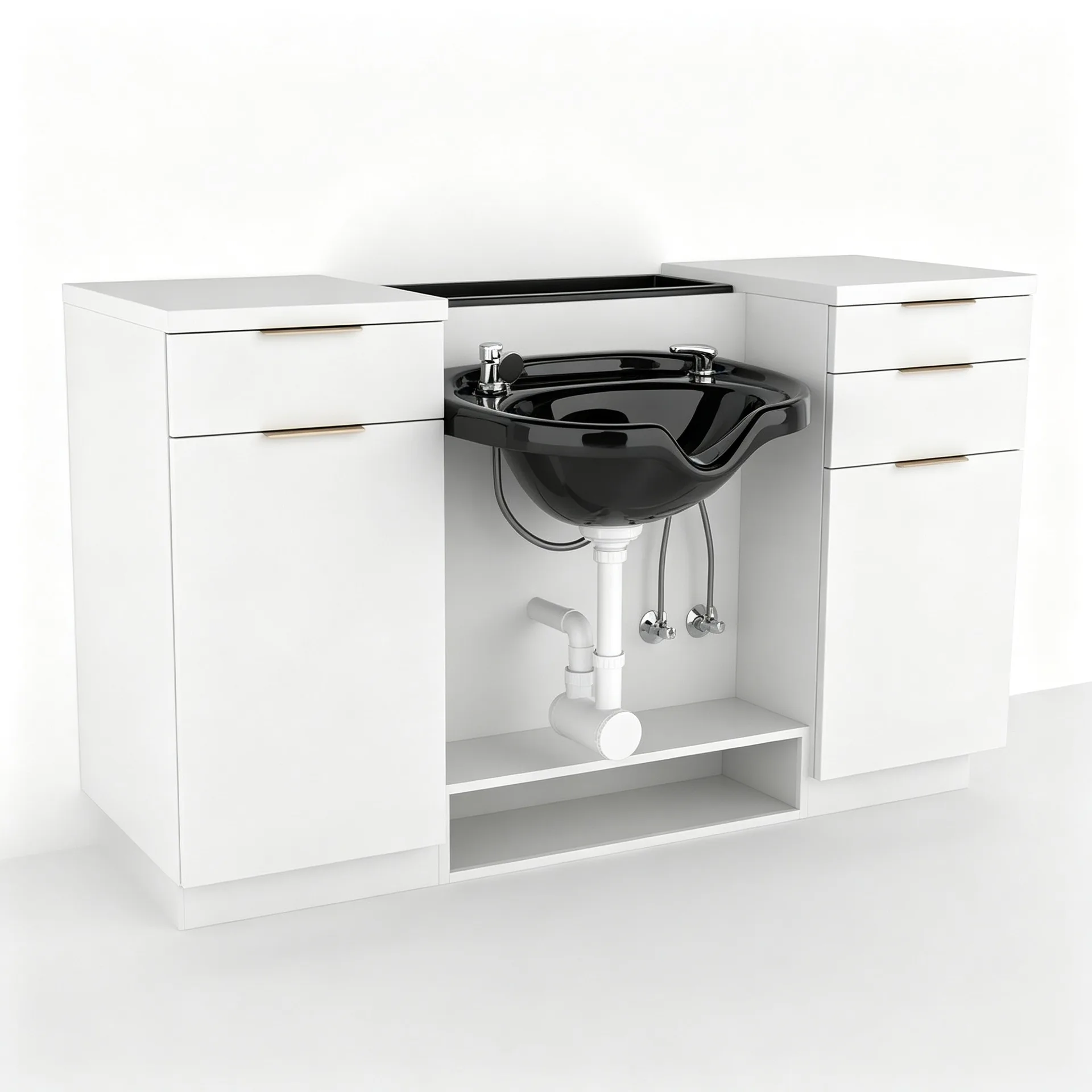 Modern White Double‑Side Salon Shampoo Cabinet Wet Station for Hair Salon Workspace — view 3