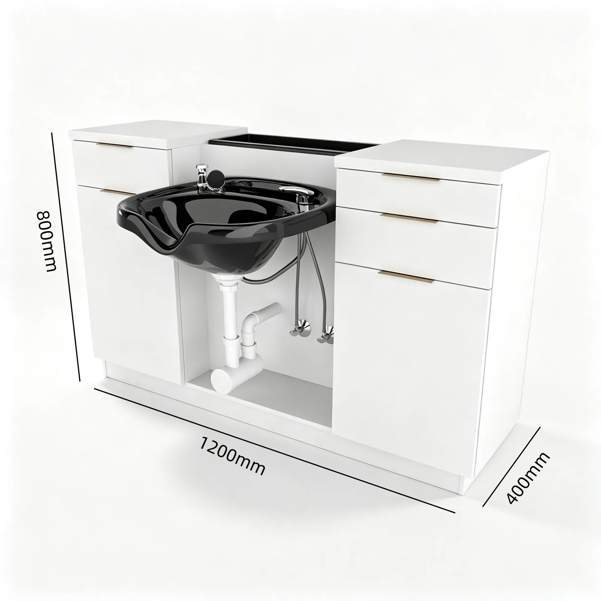 Modern White Double‑Side Salon Shampoo Cabinet Wet Station for Hair Salon Workspace — product detail 1