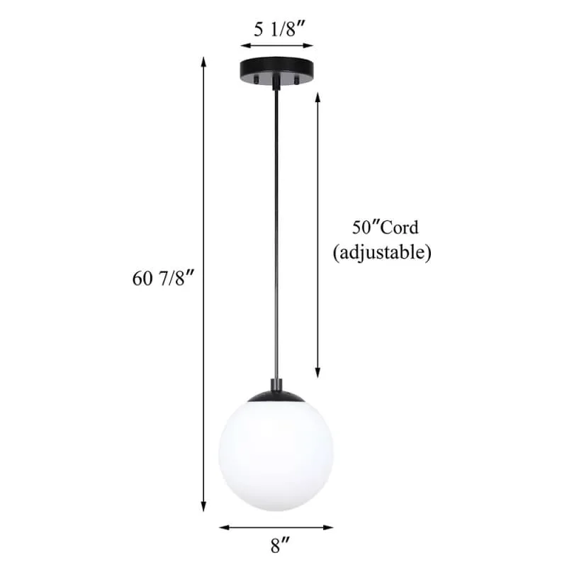 Modern White Globe Pendant Light with Matte Black Metal Adjustable Cord for Coffee Shop Wholesale — view 3