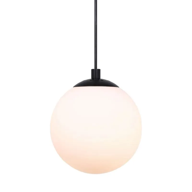 Modern White Globe Pendant Light with Matte Black Metal Adjustable Cord for Coffee Shop Wholesale — view 4