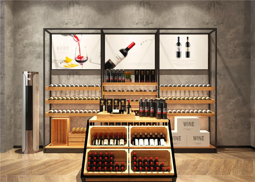 Modern wine display cabinet design & wall mental wine shelf for sale — view 3