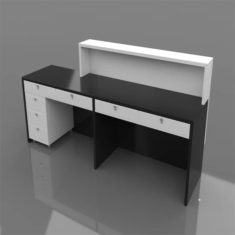 Modern wooden-textured reception bar & desk for office — view 4