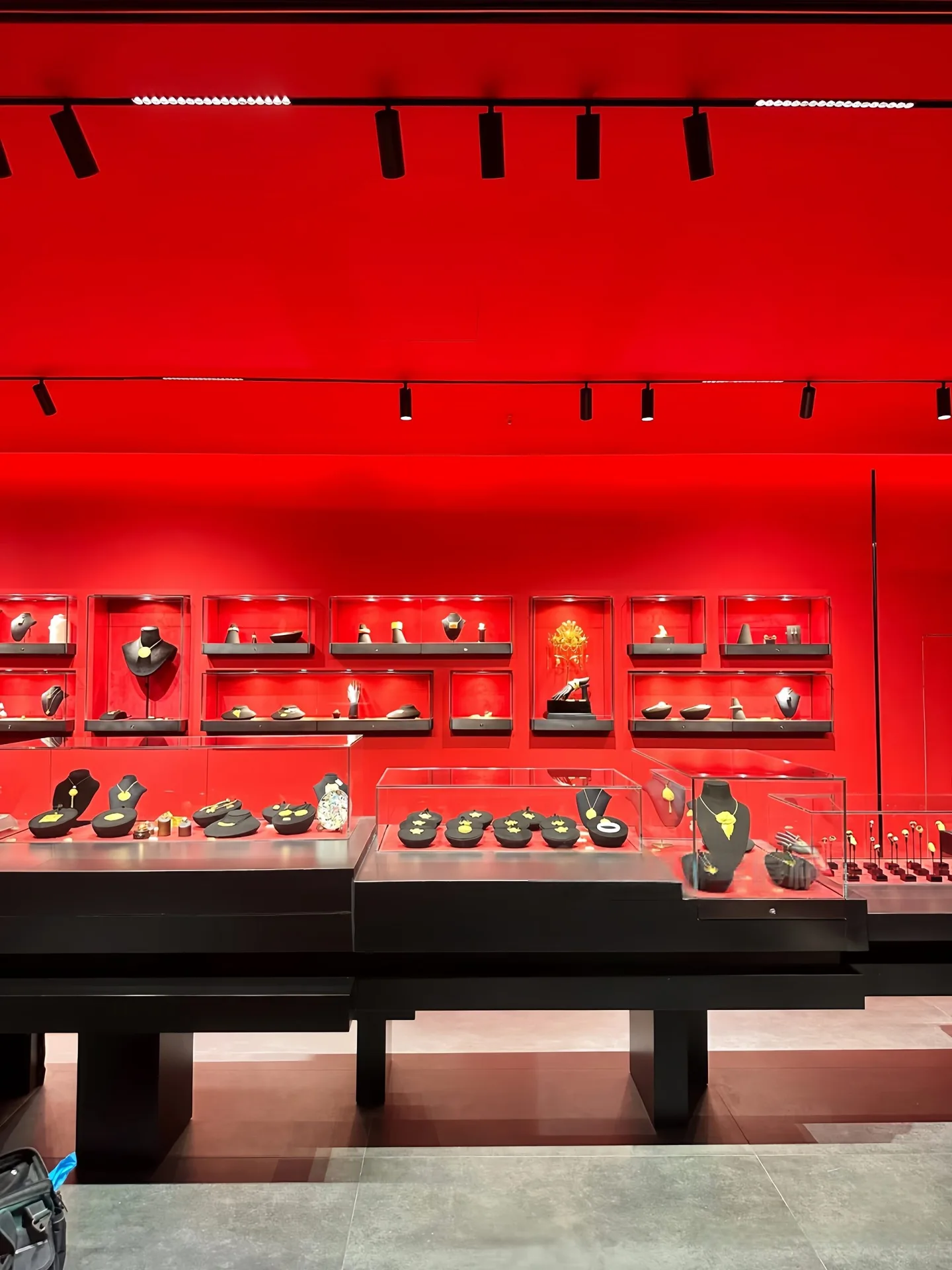 Modular Black Display Pedestal Set with Glass Cases | Wall Shelving and Counter Showcase for Retail Stores — view 3