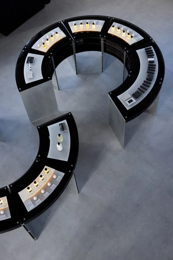 Modular Curved Circular LED Perfume & Aroma Display Island Counter — view 3