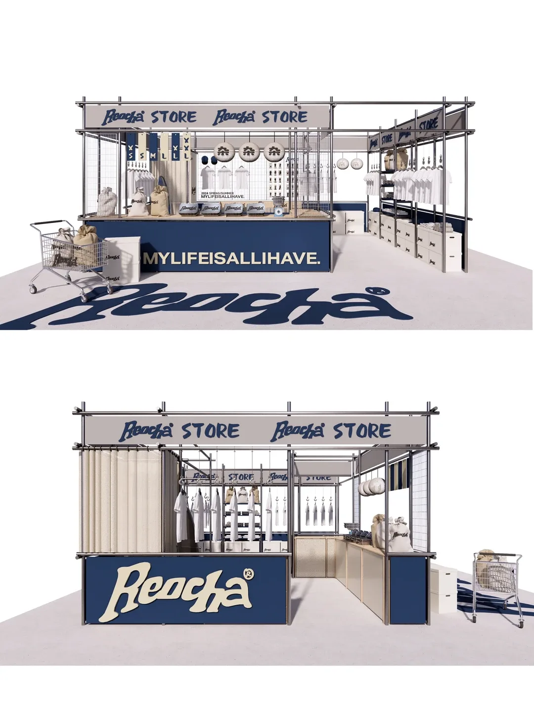 Modular Retail Pop-Up Clothing Kiosk With Metal Frame Full Display Logo Branding Storage Cabinet — view 6