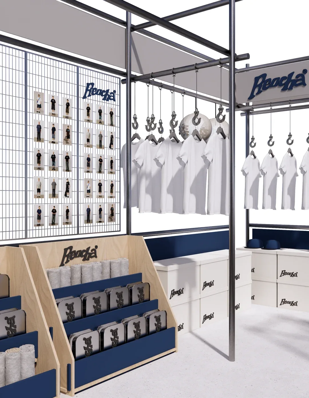 Modular Retail Pop-Up Clothing Kiosk With Metal Frame Full Display Logo Branding Storage Cabinet — view 3
