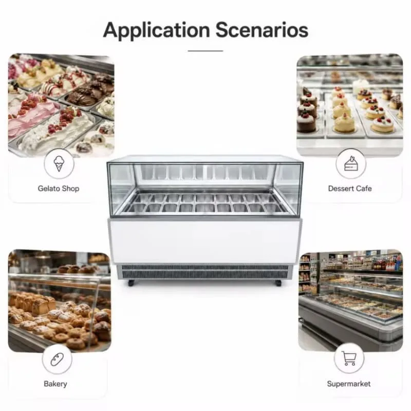 Multi‑Pans Curved Glass Freezer Display Delicious Gelato for Ice‑Cream Shop — product detail 4