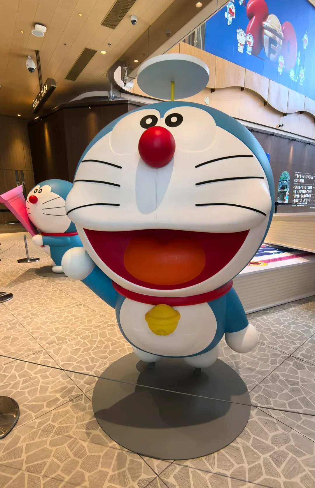 Multi-Pose Blue Cat Robot Fiberglass Statue Set — Costumed, Full Color, Mall Grade