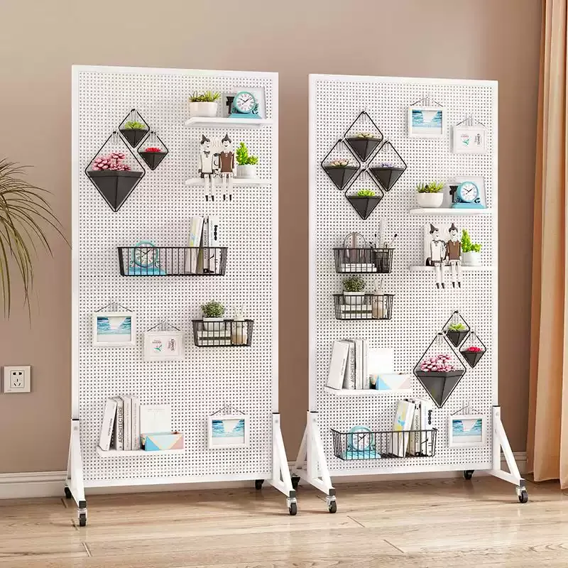 Multi-Purpose Metal Pegboard Display Stand with Wheels – Versatile Storage for Phone Accessories, Jewelry, and Tools — view 3