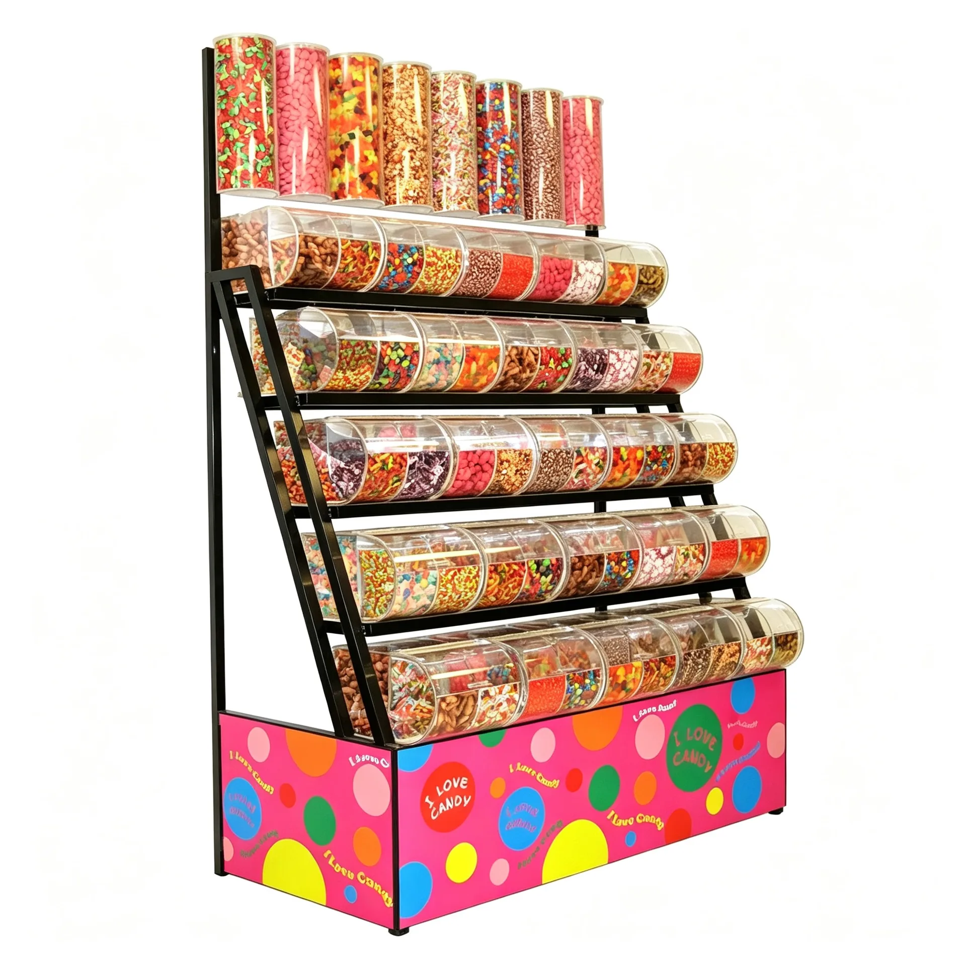 Multi‑Tier Bulk Candy Dispenser Display Rack with Clear Storage Bins for Confectionery Store — view 3