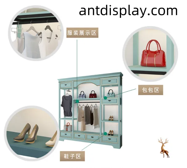 Multifunctional display cabinet with clothing shoes bags on sale — product detail 1