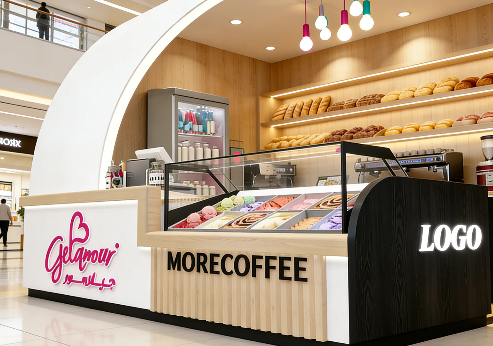 Multifunctional Food Kiosk for Ice Cream, Bakery & Coffee — view 3