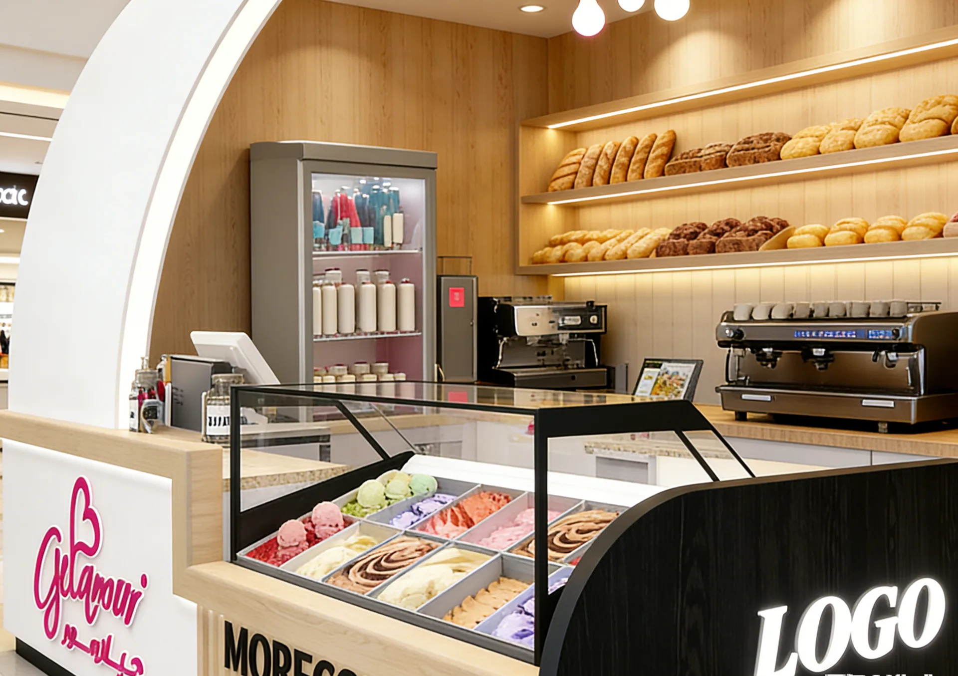 Multifunctional Food Kiosk for Ice Cream, Bakery & Coffee — view 4