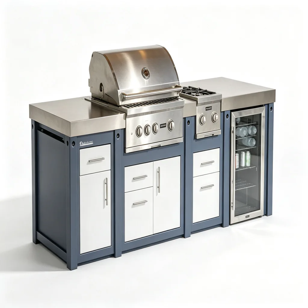 Multifunctional outdoor kitchen cabinet with metal handle — view 4