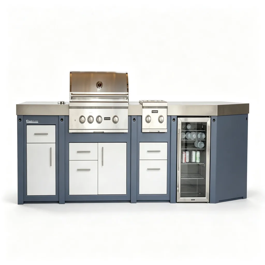 Multifunctional outdoor kitchen cabinet with metal handle — view 3