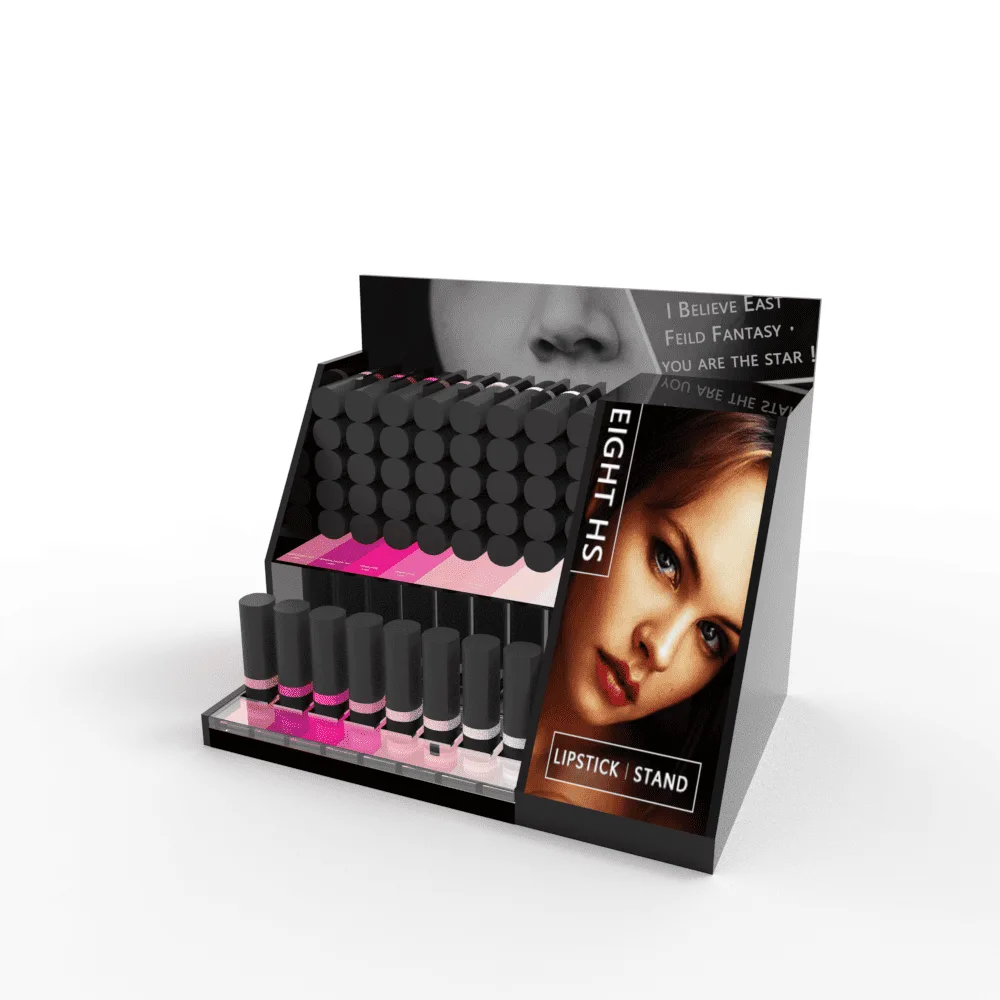 Multiple storage lipstick display racks cosmetic store stand design