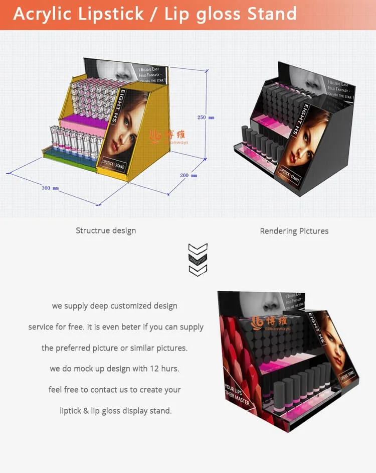 Multiple storage lipstick display racks cosmetic store stand design — view 5