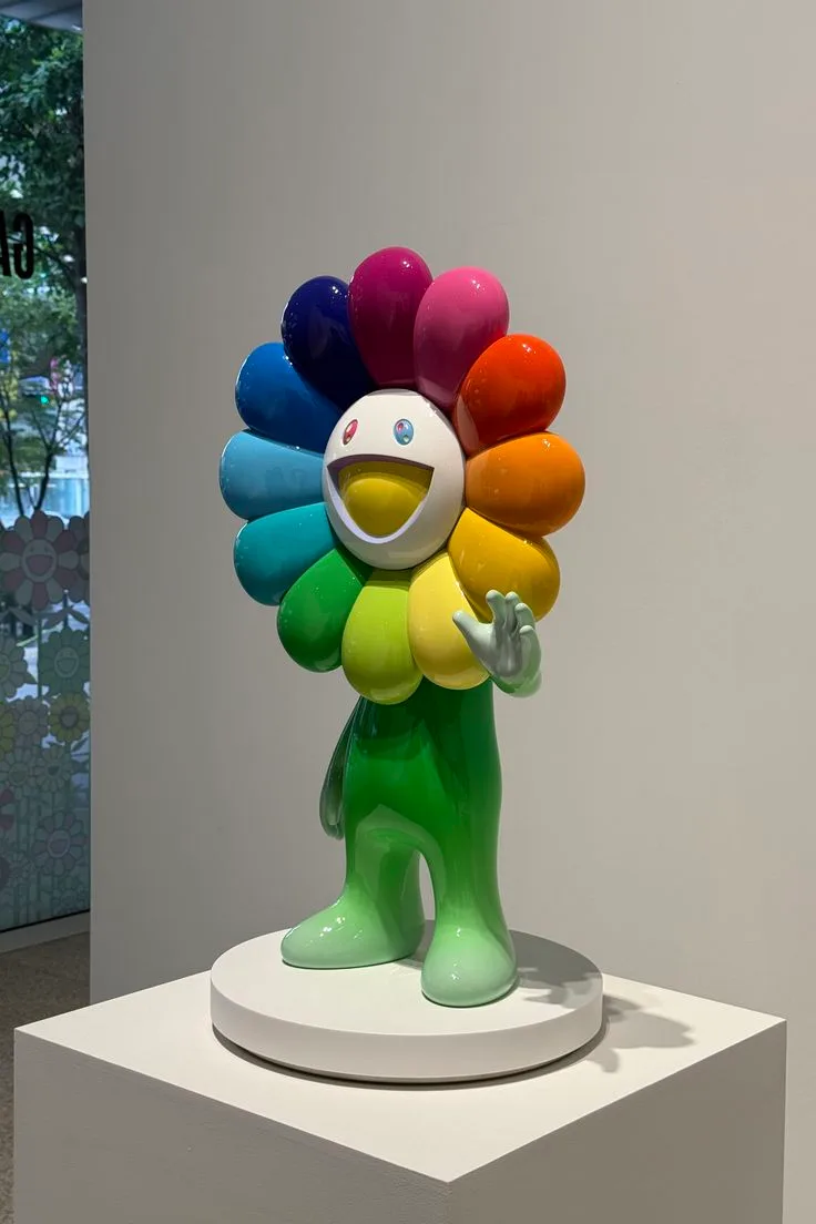 Murakami Rainbow Flower Fiberglass Sculpture for Gallery & Retail Store Decoration — view 3