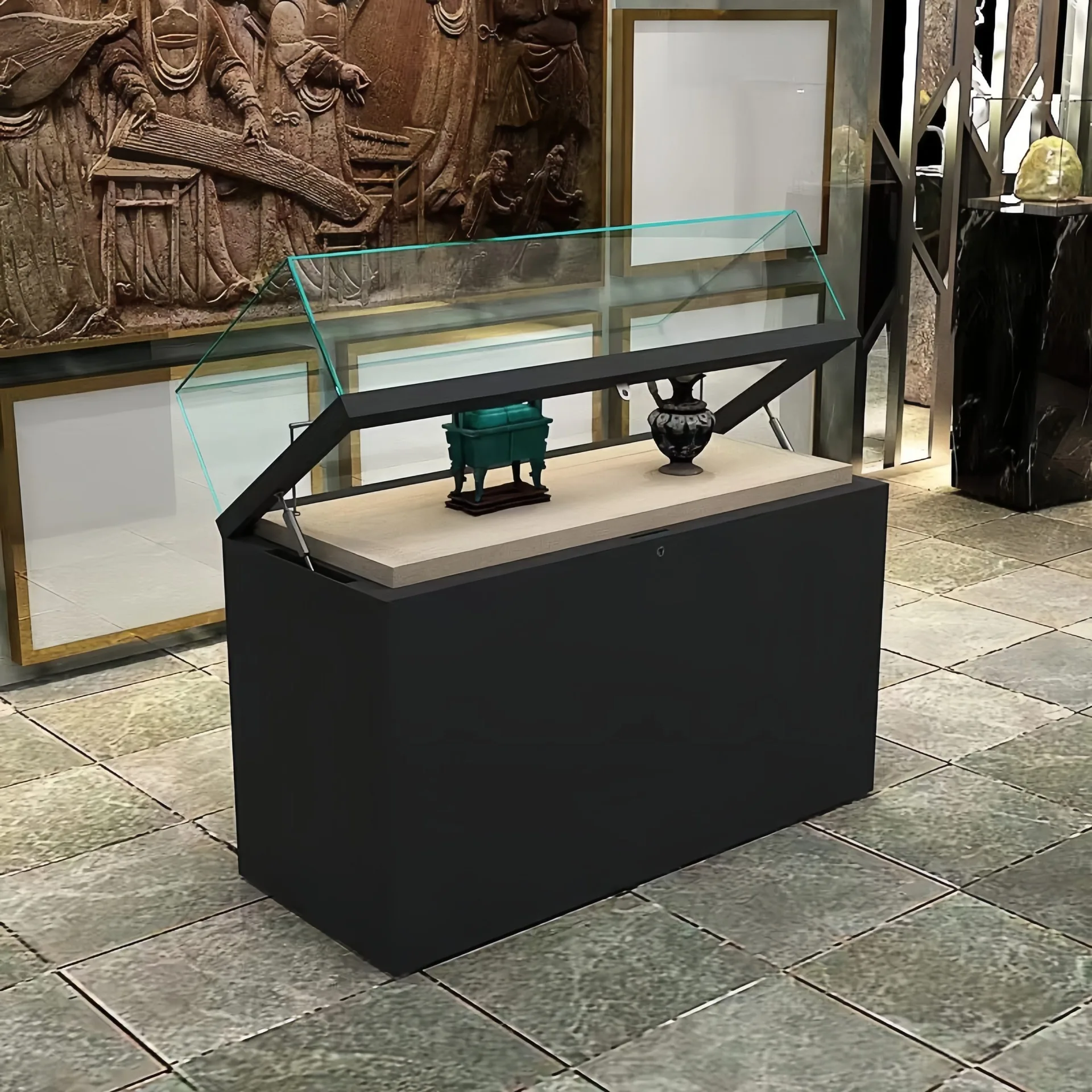 Museum Display Case / Freestanding Artifact Showcase / Modern Museum Pedestal Display — view 3