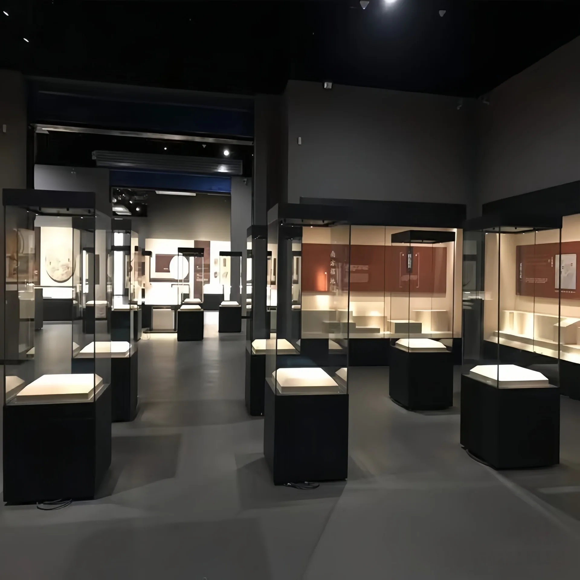 Museum Pedestal Display Case, Tall Glass Museum Showcase With LED Top Light For Artifact & Antique Exhibit — view 5
