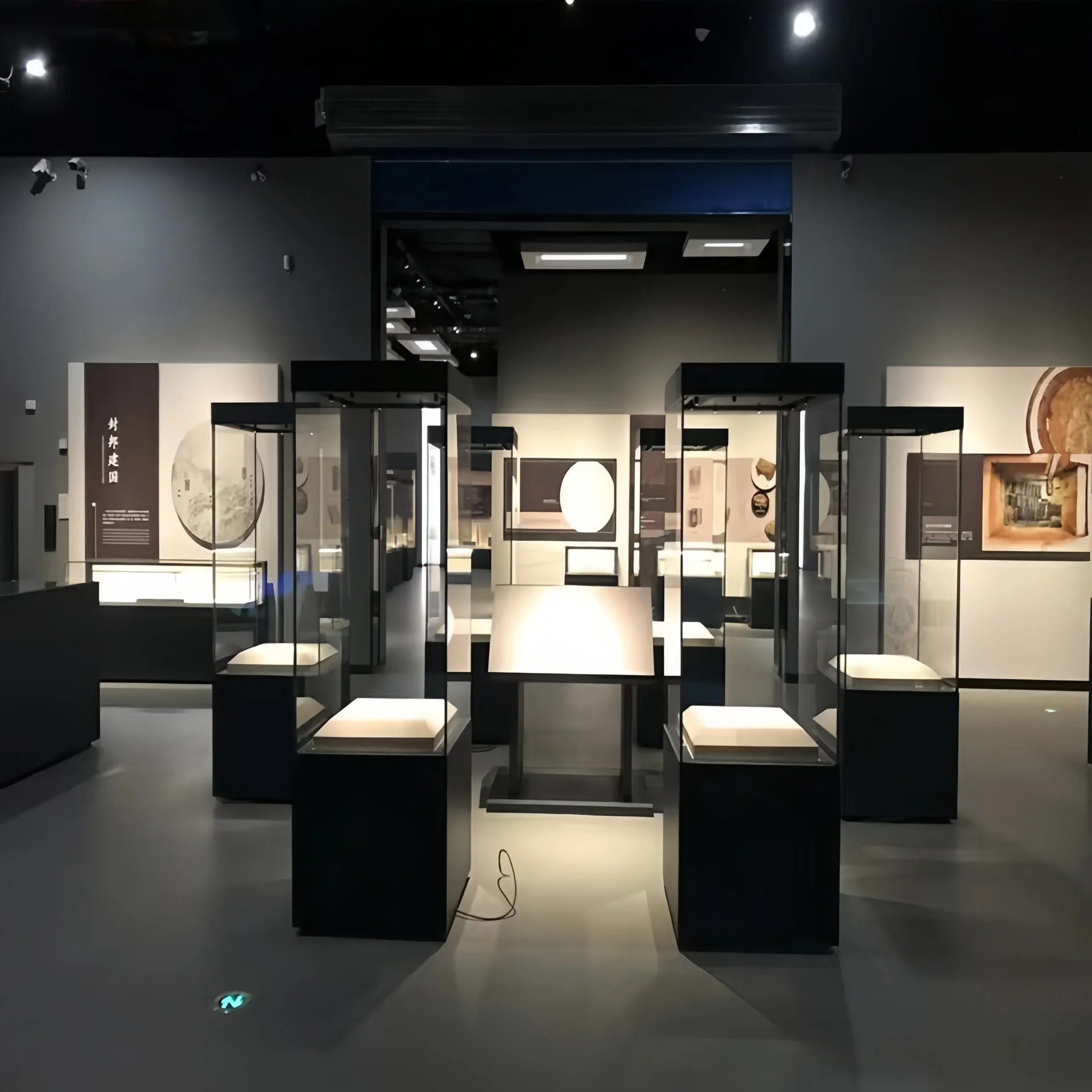 Museum Pedestal Display Case, Tall Glass Museum Showcase With LED Top Light For Artifact & Antique Exhibit — view 6