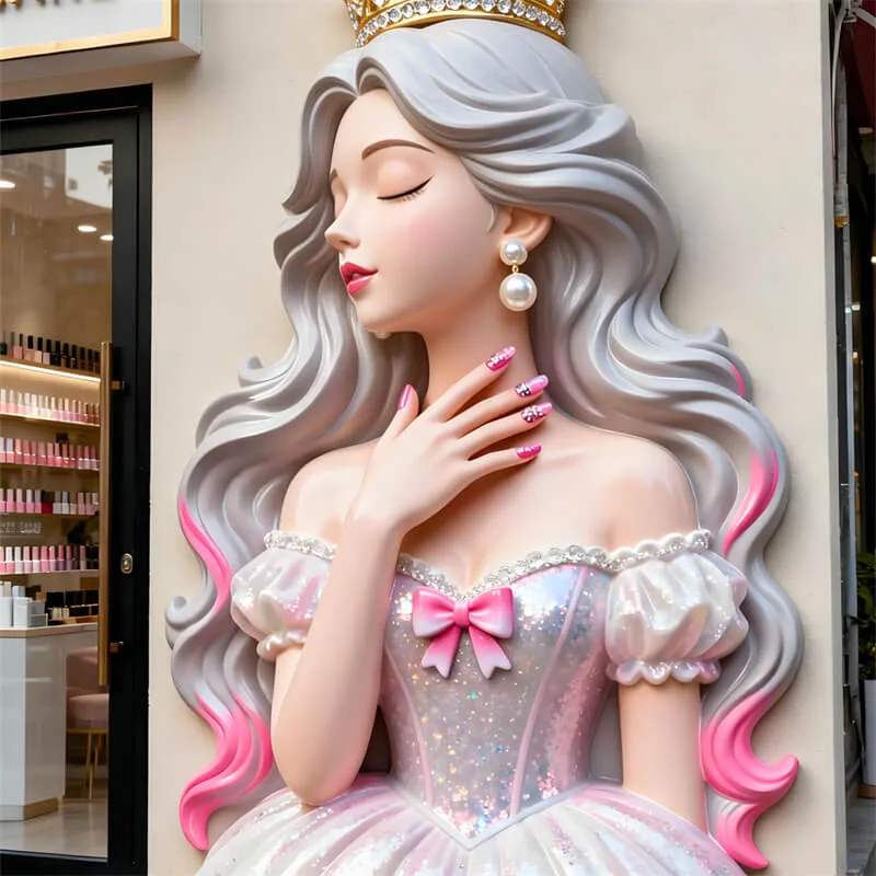 Nail Salon Princess Fiberglass Sculpture, Outdoor Wall Decor 3D Display, Nail Art Showcase Fiberglass Ornament — view 2