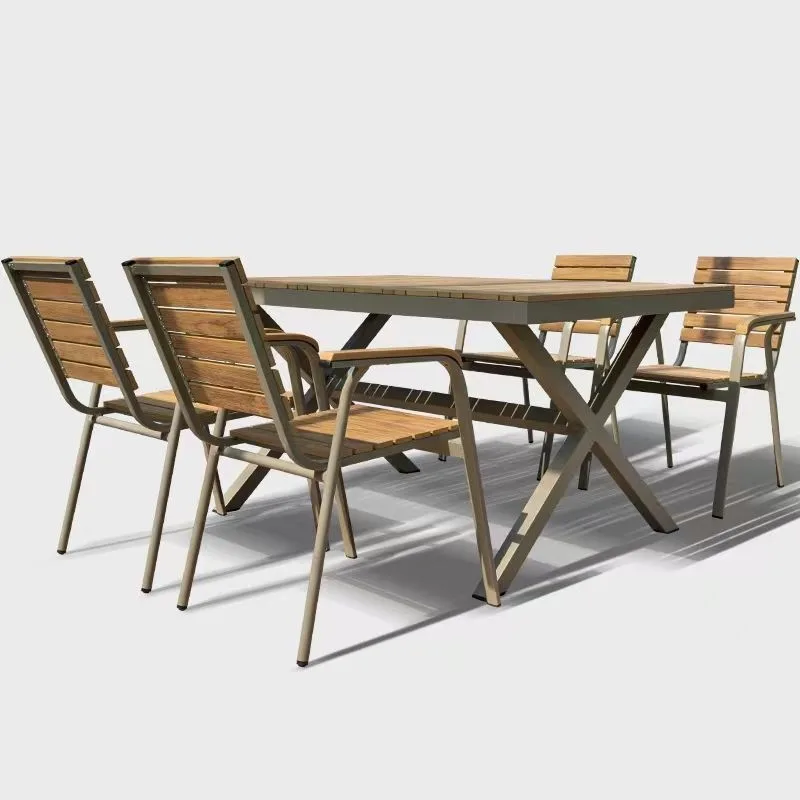 Natural and elegant outdoor wooden dining table and chairs for sale