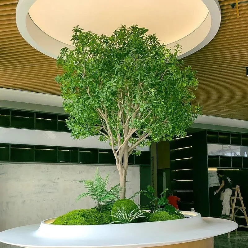 Natural Shape Artificial Tree Full Landscape with Ground Faux Plants & Moss — view 4