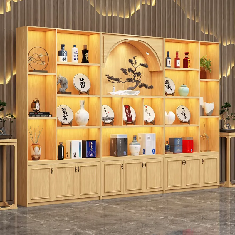 New Chinese style tobacco and wine display case design tea display cabinet — view 3